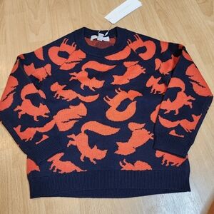 NWT Adyson Parker Fox Print Blue Orange Sweater Kids Size 5T‎